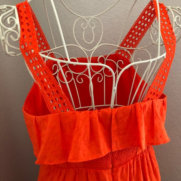 J. Crew Orange Eyelet Linen Midi Summer Dress - Picture 4 of 13
